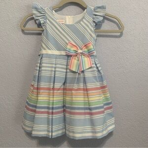 Bonnie Jean Toddler Girl Striped Bow Flutter Sleeves Fit And Flare Dress